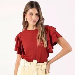 Patprimo Camiseta manga corta con boleros rojo XL-0