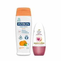 Jabón íntimo Intibon Caléndula x 210g + Desodorante roll on Dove Caléndula x 50ml-0
