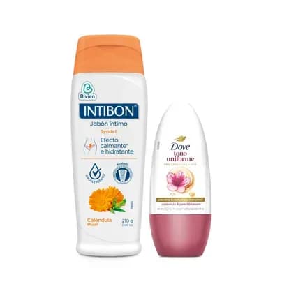 Jabón íntimo Intibon Caléndula x 210g + Desodorante roll on Dove Caléndula x 50ml