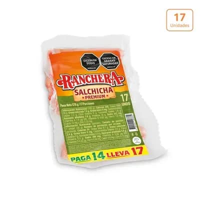 Salchicha Ranchera x480g Pague 14 Lleve 17 unds