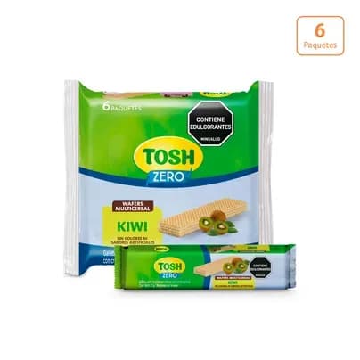 Galletas Tosh Wafer Kiwi sin azúcar x 162g x 6 paquetes