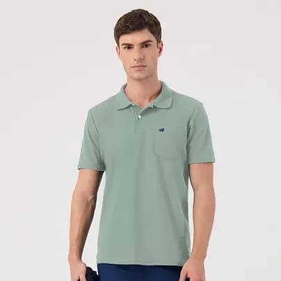 Patprimo Camiseta tipo polo masculina verde eucalipto S