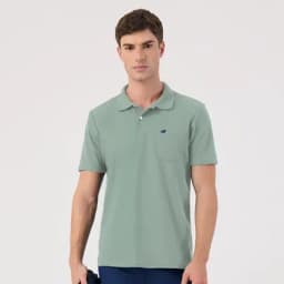 Patprimo Camiseta tipo polo masculina verde eucalipto L-0
