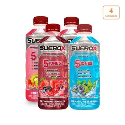 Pack ahorrador Suerox x 4unds (2 fresa kiwi - 1 mora azul - 1 frutos rojos)