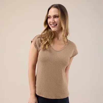 Patprimo camiseta manga corta tejida camel XXL