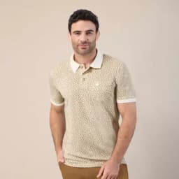 Patprimo camiseta cuello tejido polo masculino crema S-0