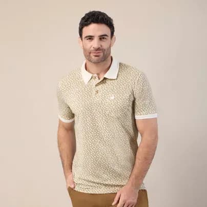Patprimo camiseta cuello tejido polo masculino crema M