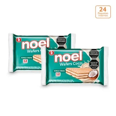 Galletas Wafers Noel doble crema coco x 264g x 12 Paquetes c/u