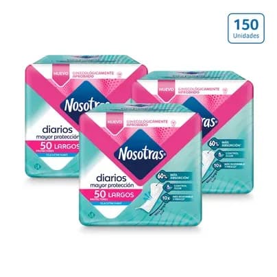 Protectores Nosotras Diarios Largos x 3 unds x 50 unds c/u