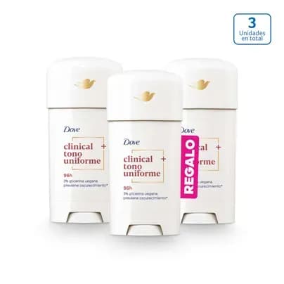 Desodorante en crema Dove tono uniforme x 58g (Paga 2 Lleva 3)