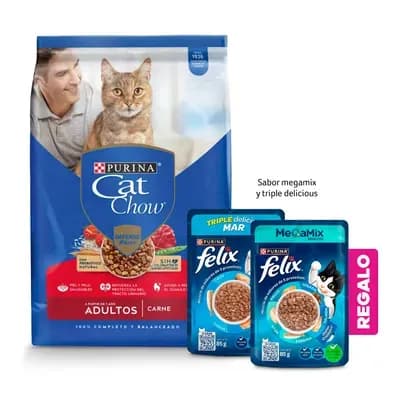 Concentrado para gatos adulto sabor carne Cat chow x 1.5Kg