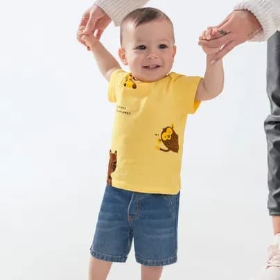 Conjunto: Camiseta + short amarillo Offcorss Newborn boy 0/3