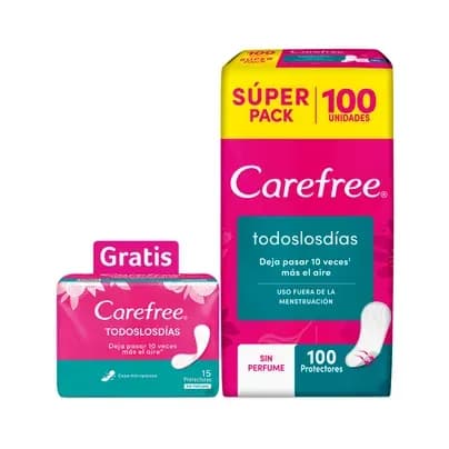 Protectores Carefree todos los días x 100 unds