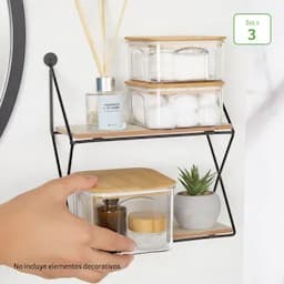 Set x 3 recipientes con tapa en bambú-0