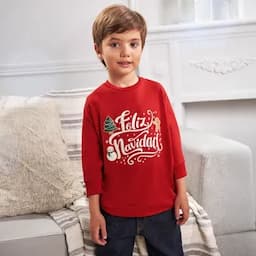 Noel Buzo estampado localizado infantil rojo unisex 4T-0