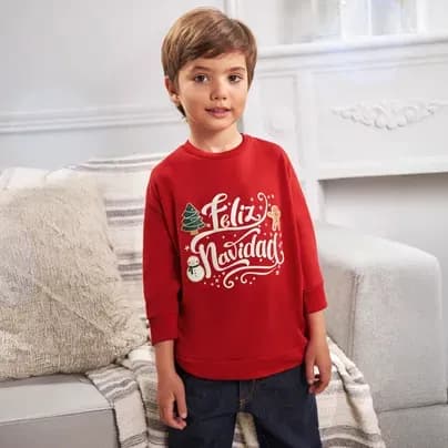 Noel Buzo estampado localizado infantil rojo unisex 4T