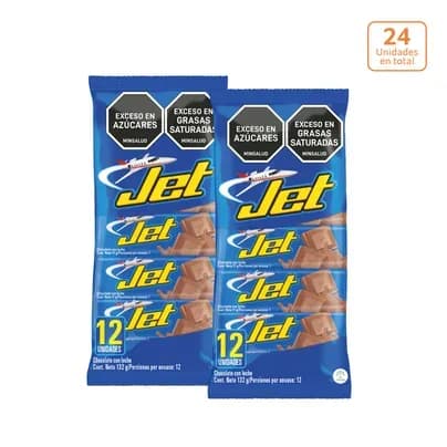 Chocolatina Jet Leche x 12 unds x 11g c/u x 2 bandejas