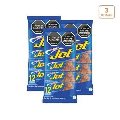 Chocolatina Jet Leche x 12 unds x 11g c/u x 3 bandejas
