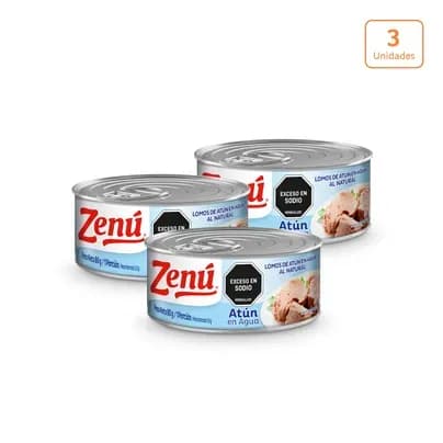 Lomos de atún Zenú en agua x 3 unds x 80g c/u