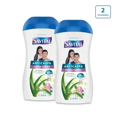 Shampoo Savital Anticaspa Té y Seda x2 x510ml