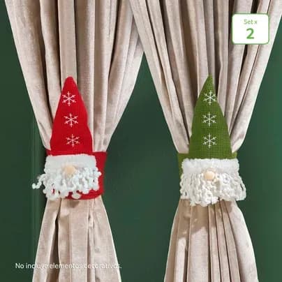 Set x 2 Sujetadores de cortina papá noel