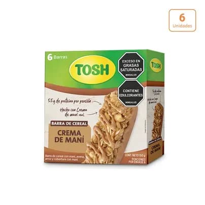 Barra de cereal Tosh Crema de Maní Chewy x 6 unds x 25g c/u