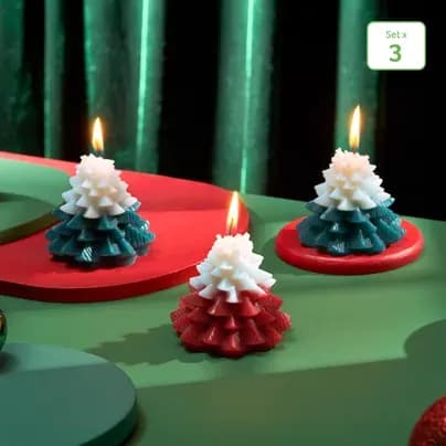 Set x 3 velas árboles navideños