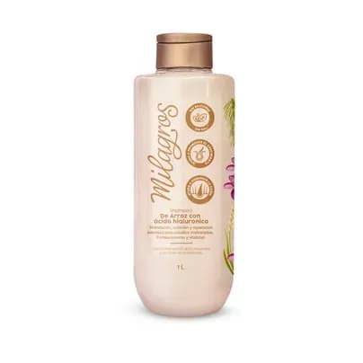 Shampoo Milagros arroz y ácido hialurónico x1L