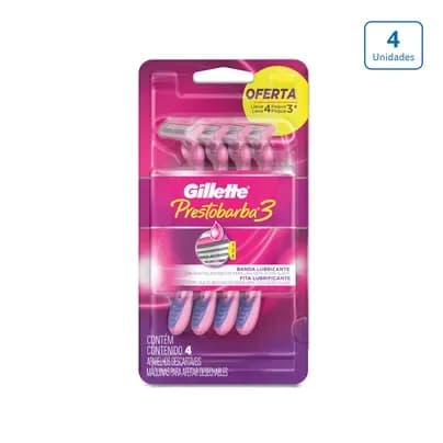 Maquina de afeitar Gillette Prestobarba3 Mujer x 4 unds