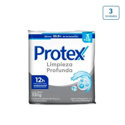 Jabón en barra Protex Limpieza Profunda x 3 unds x 110g c/u