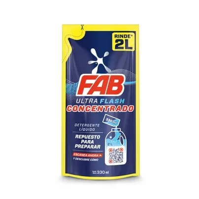 Detergente líquido Fab Ultra Flash x 330ml