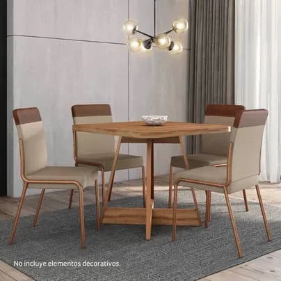 Juego de Comedor Imperial 4 Puestos Freijo Con Arena Rose