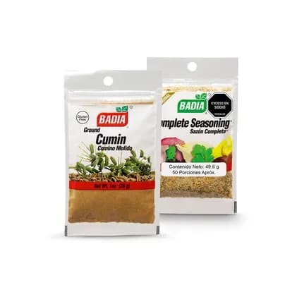 Combo - 1 Sazón completa Badia x 49.6g + 1 Comino Molido Badia x 28g