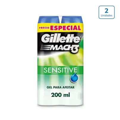 Gel Gillette Mach3 Sensitive x 2 unds x 198g c/u
