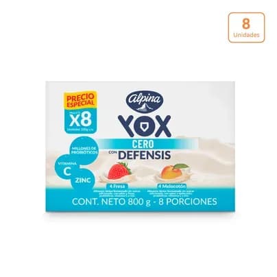 Yox multisabor sin azúcar x 8 unds x 100g c/u