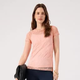 Patprimo Camiseta manga corta con top interno rosa S-0