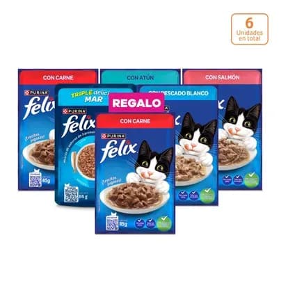 Alimento Húmedo para gatos Felix Pague 5 lleve 6 x 85g c/u