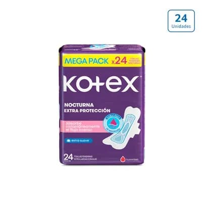 Toallas Higiénicas Kotex Nocturnas x 24 unds