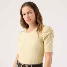 Patprimo Camiseta manga corta con recogido crema S-0