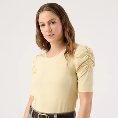 Patprimo Camiseta manga corta con recogido crema S