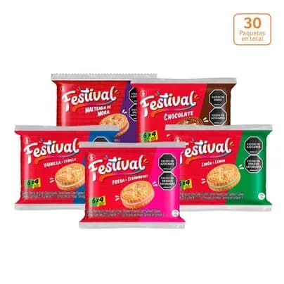 Combo Galletas Festival surtida x 6 paquetes x 4 galletas c/u
