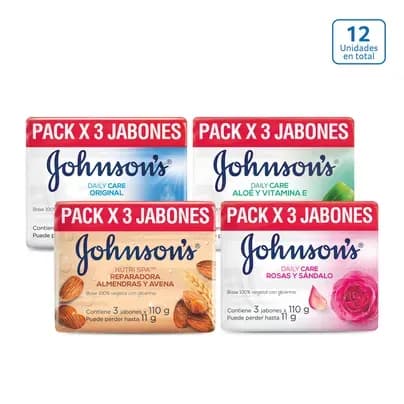 Pack x 12 Jabones Adulto Johnson's x 110g c/u