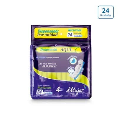 Toallas Higiénicas Nocturnas D Mujer x 24 unds