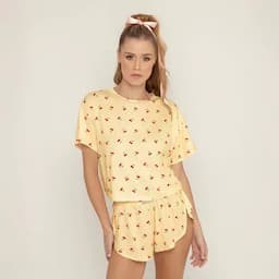 Dolce Pijama Conjunto: Camiseta manga corta + short amarillo S-0