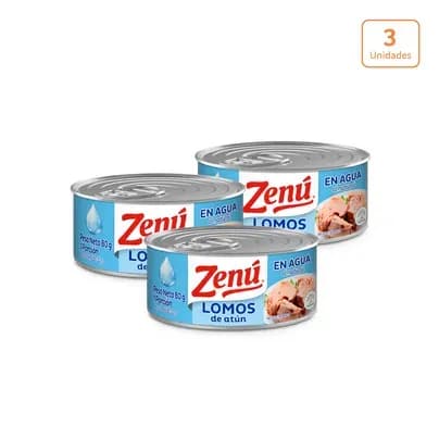 Lomos de atún Zenú en agua x 3 unds x 80g c/u