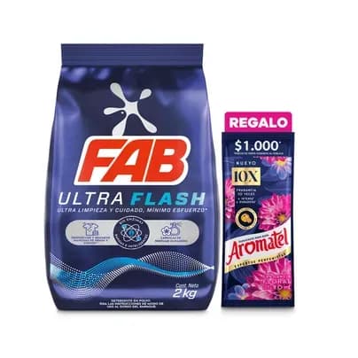 Detergente en polvo Fab Ultra Flash floral x 2Kg