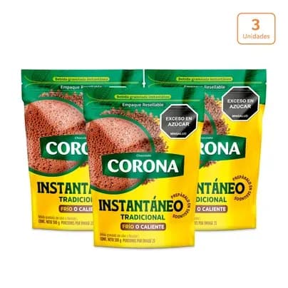 3 Chocolate instantáneo Corona x 500g c/u