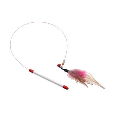 Varita con plumas para gato