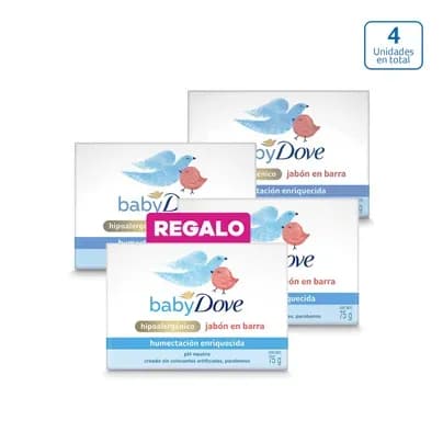 Jabon Dove Baby Humectación Enriquecida x 4 unds x 75g c/u