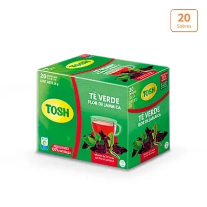 Té Verde Flor de Jamaica Tosh x 24g x 20 sobres